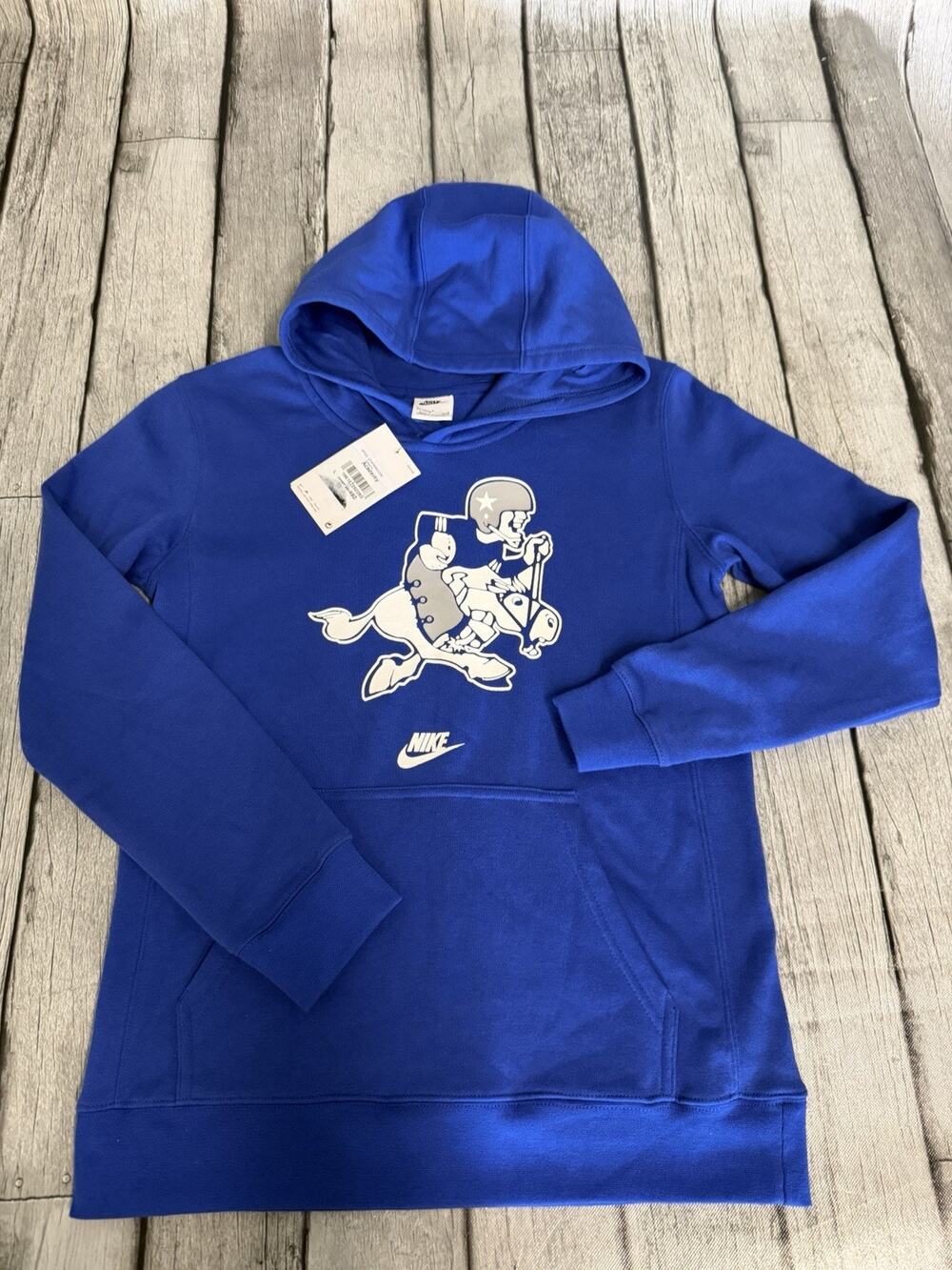 NWT Boys Nike Dallas Cowboys Retro Joe Hoodie Large 14/16 Blue Throwback Logo